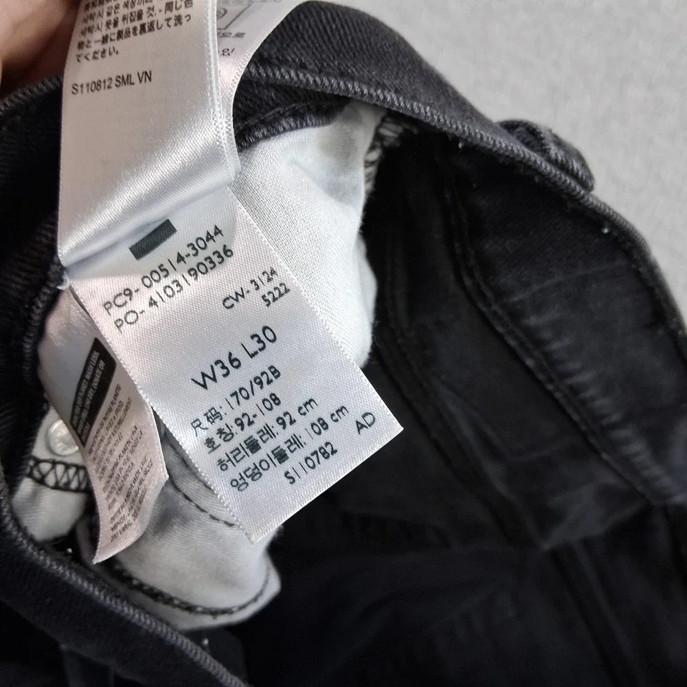 Levi's 514 Straight Fit Jeans Mens 36x30 Black Denim Stretch Casual